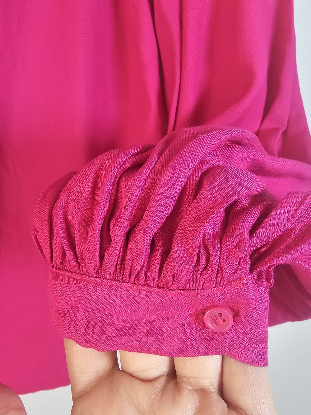 NWT Anthropologie Floreat Balloor Sleeve Peasant Top Size 2 Magenta Linen Blend - Picture 7 of 15